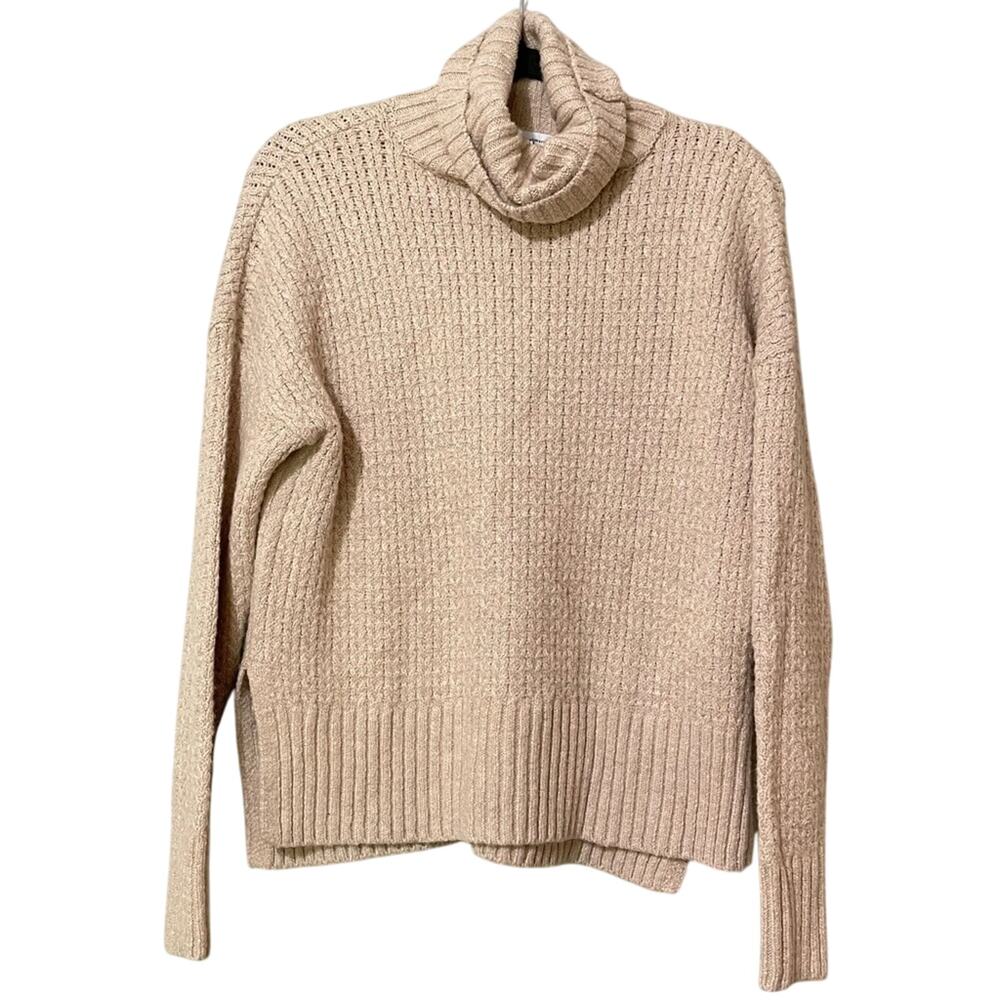 Cupcakes & Cashmere Tan Chunky Knit Turtleneck Sweater Womens S Preppy Oatmeal